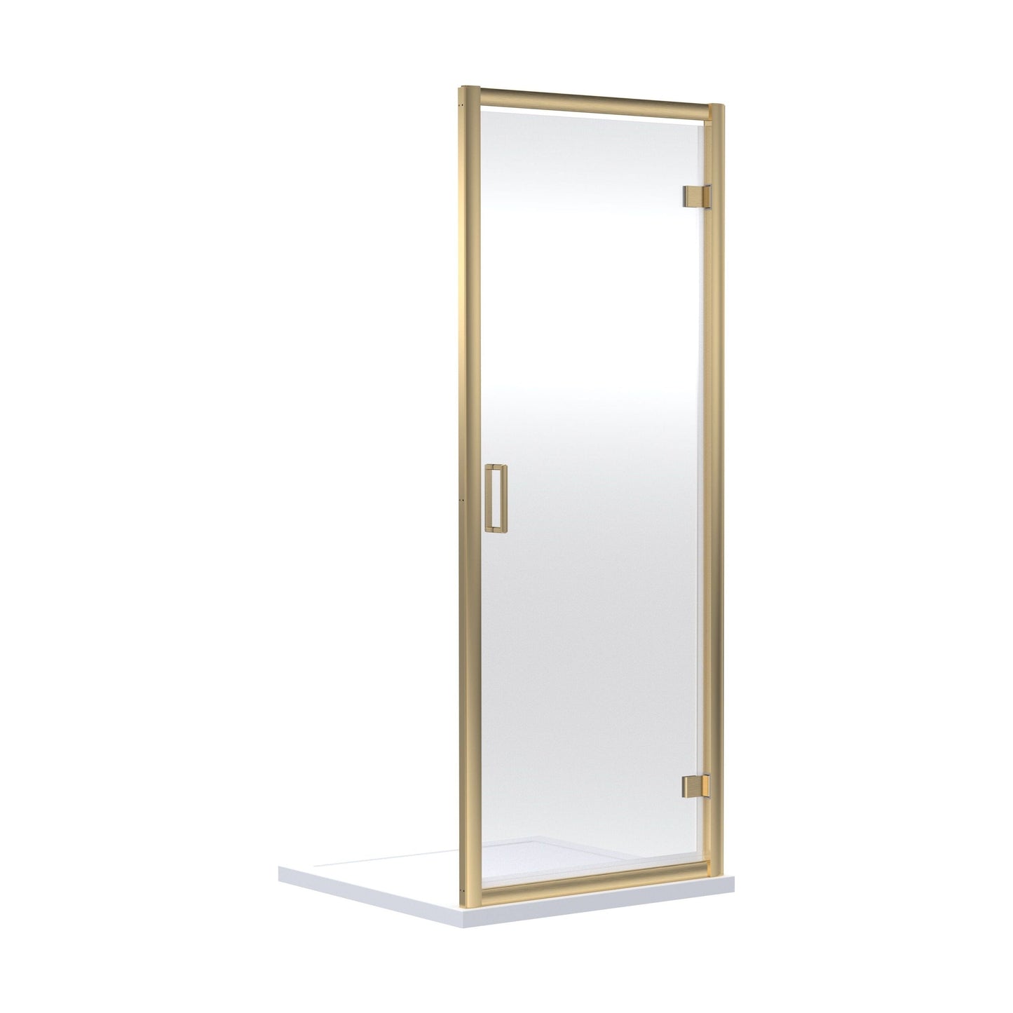 [BERUHD80BB] 6mm Toughened Safety Glass Reversible Hinged Shower Door - 800mm - Brushed Brass - Cutout