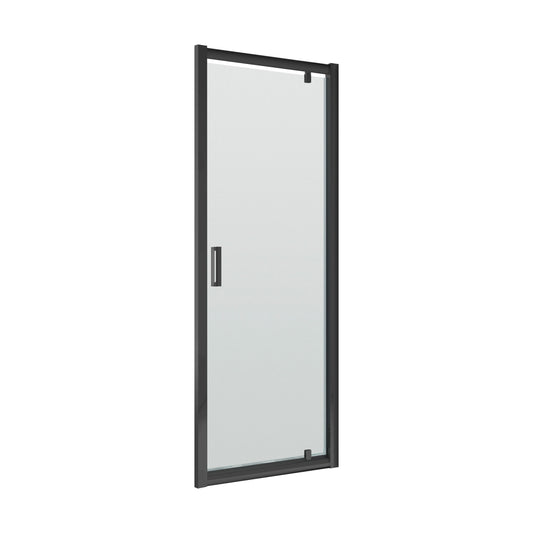 [BERUPD76BP] 6mm Toughened Safety Glass Reversible Pivot Shower Door - 760mm - Black - Cutout