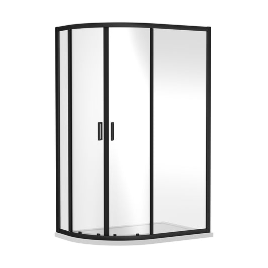 [BERUQ128BP] Offset Quadrant 6mm Toughened Safety Glass Shower Enclosure - 1200mm x 800mm - Black - Cutout
