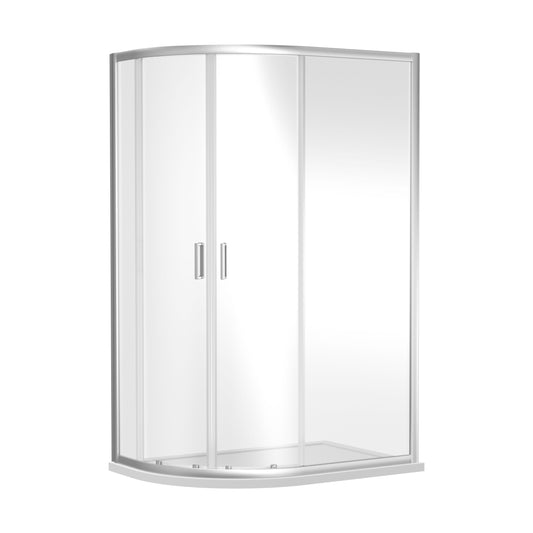 [BERUQ128] Offset Quadrant 6mm Toughened Safety Glass Shower Enclosure - 1200mm x 800mm - Chrome - Cutout