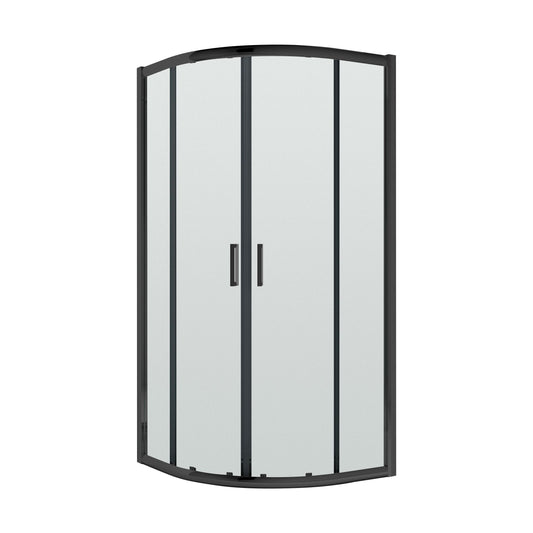 [BERUQ80BP] Quadrant 6mm Toughened Safety Glass Shower Enclosure - 800mm x 800mm - Black - Cutout