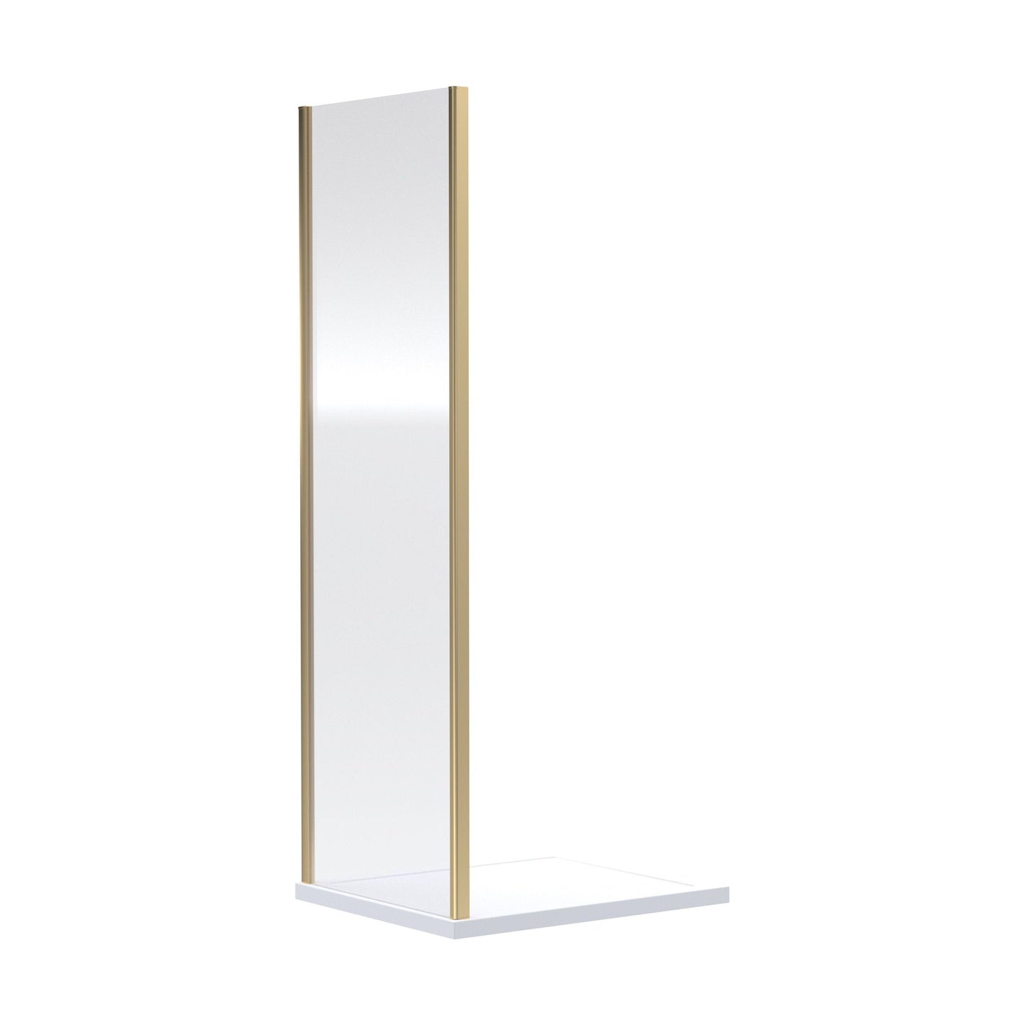 [BERUSP90BB] 6mm Toughened Safety Glass Reversible Shower Side Panel - 900mm - Brushed Brass - Cutout