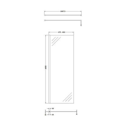 [BESCBB070] 700 Wetroom panel/suport bar, BB - Technical Drawing
