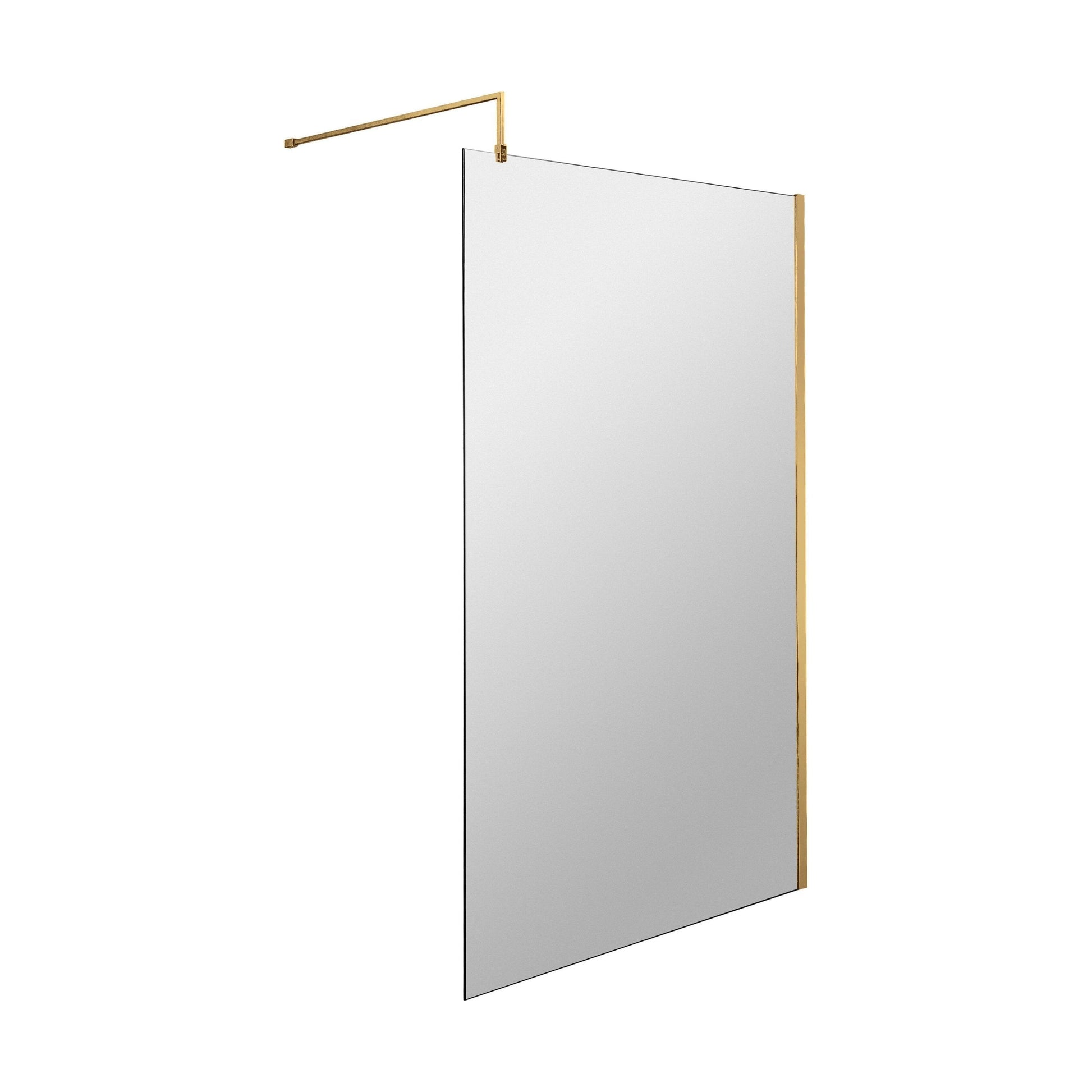 [BESO1000BB] Balterley Contemporary Bathroom Wall 8mm Glass Wetroom Screen with Support Bar, Brushed Brass, 1950 x 1000 x 14mm - Cutout