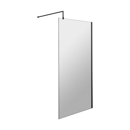[BESO1000MB] Balterley Contemporary Bathroom 8mm Glass Profile Wetroom Screen with Support Bar, Matt Black, 1950 x 1000 x 14mm - Cutout