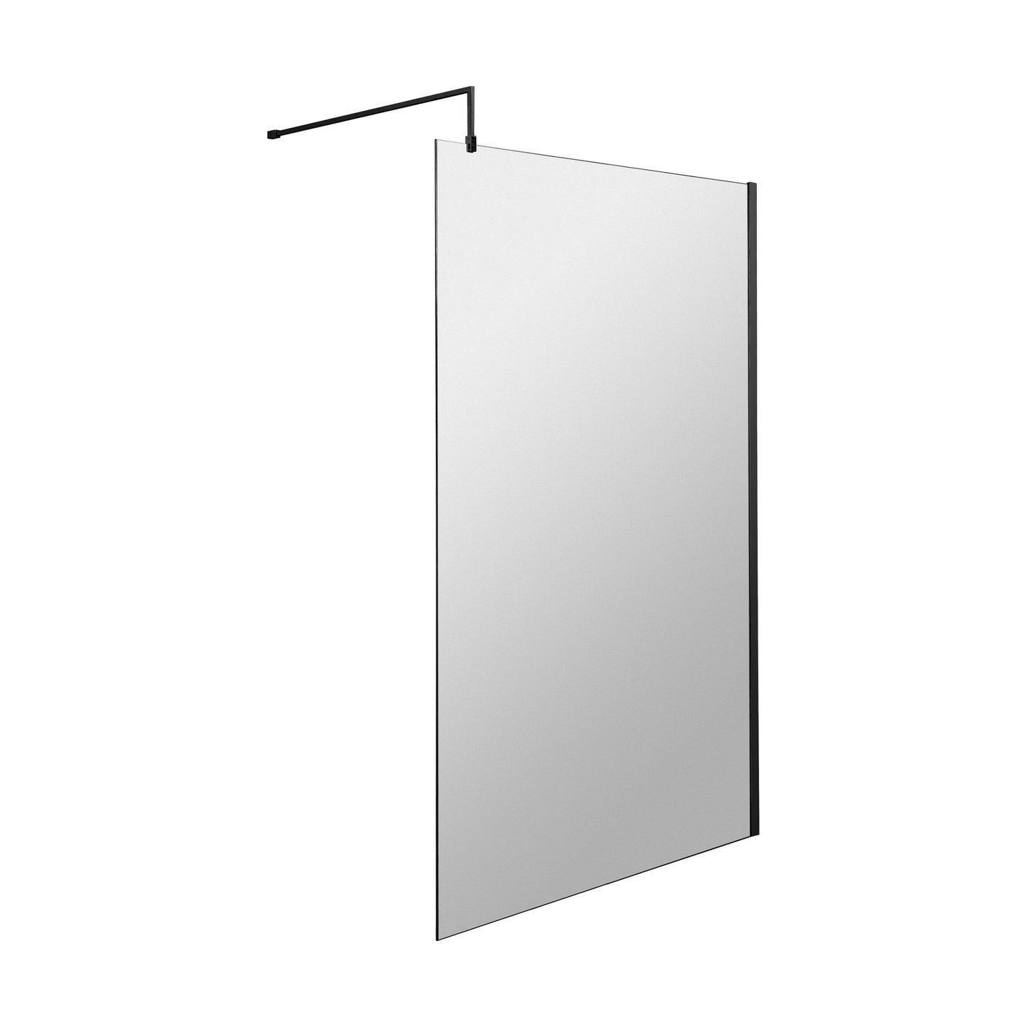 [BESO1200MB] Balterley Contemporary Bathroom 8mm Glass Profile Wetroom Screen with Support Bar, Matt Black, 1950 x 1200 x 14mm - Cutout