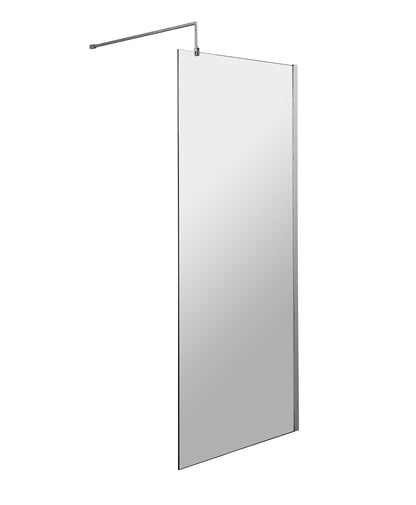 Balterley Contemporary Bathroom 8mm Glass Profile Wetroom Screen with Support Bar, Chrome, 1950 x 760 x 40mm