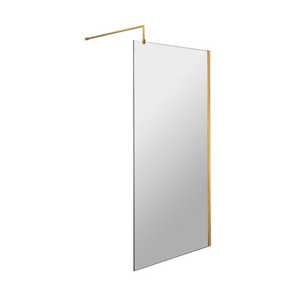 [BESO800BB] Balterley Contemporary Bathroom 8mm Glass Profile Wetroom Screen with Support Bar, Brushed Brass, 1950 x 800 x 14mm - Cutout