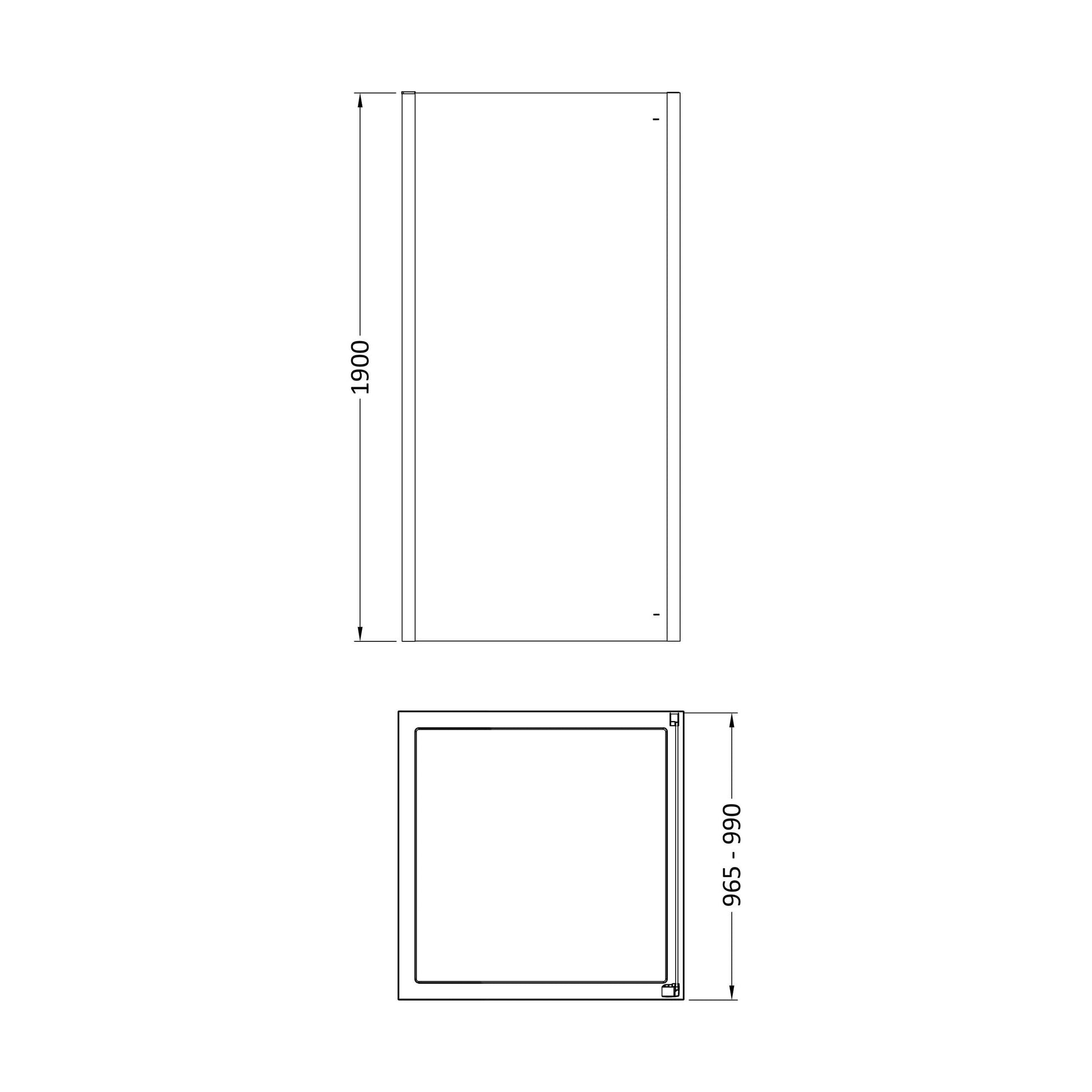 [BESOSP10] Sonic 8mm Toughened Safety Glass Shower Side Panel - Multiple Sizes Available - Technical Drawing