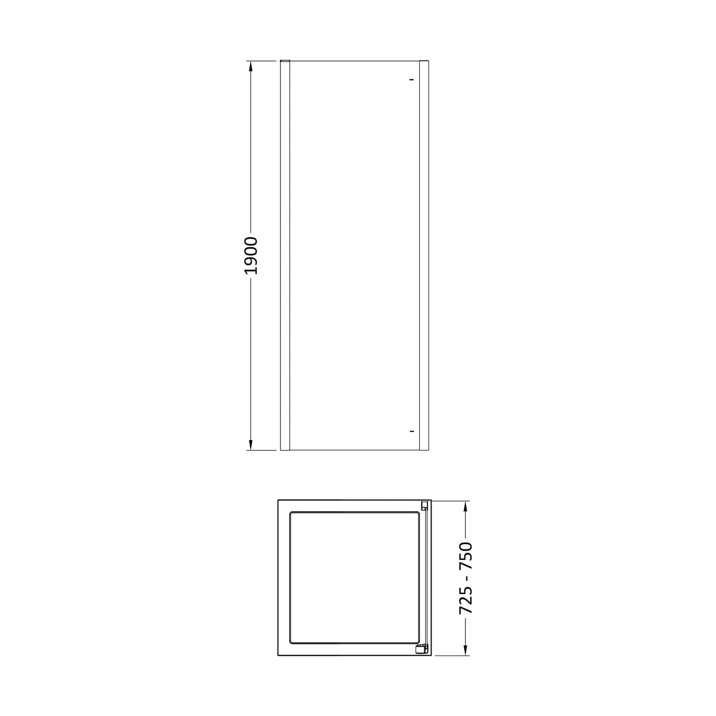 [BESOSP76] Sonic 8mm Toughened Safety Glass Shower Side Panel - Multiple Sizes Available - Technical Drawing