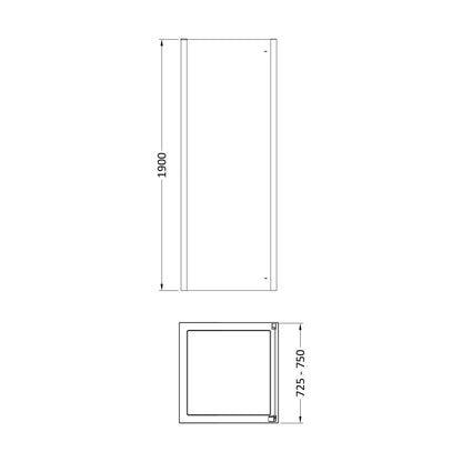 [BESOSP76] Sonic 8mm Toughened Safety Glass Shower Side Panel - Multiple Sizes Available - Technical Drawing