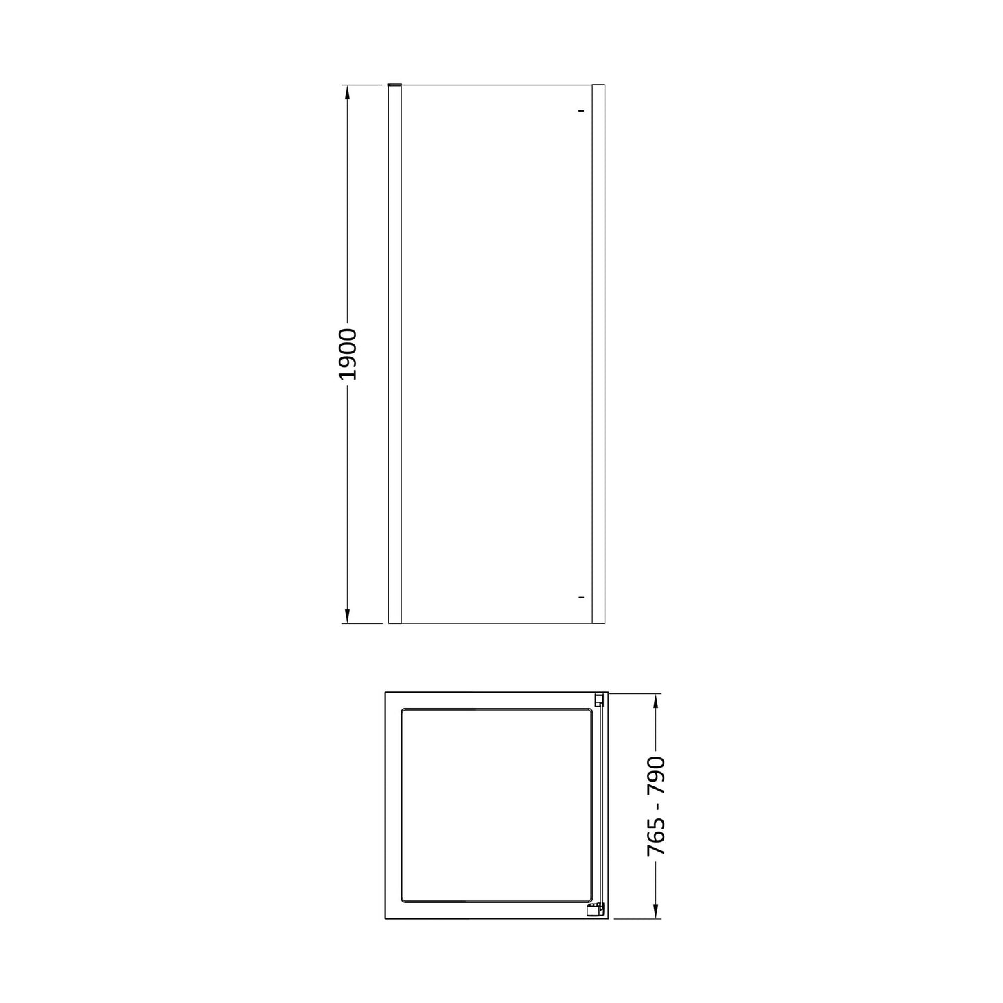 [BESOSP8] Sonic 8mm Toughened Safety Glass Shower Side Panel - Multiple Sizes Available - Technical Drawing