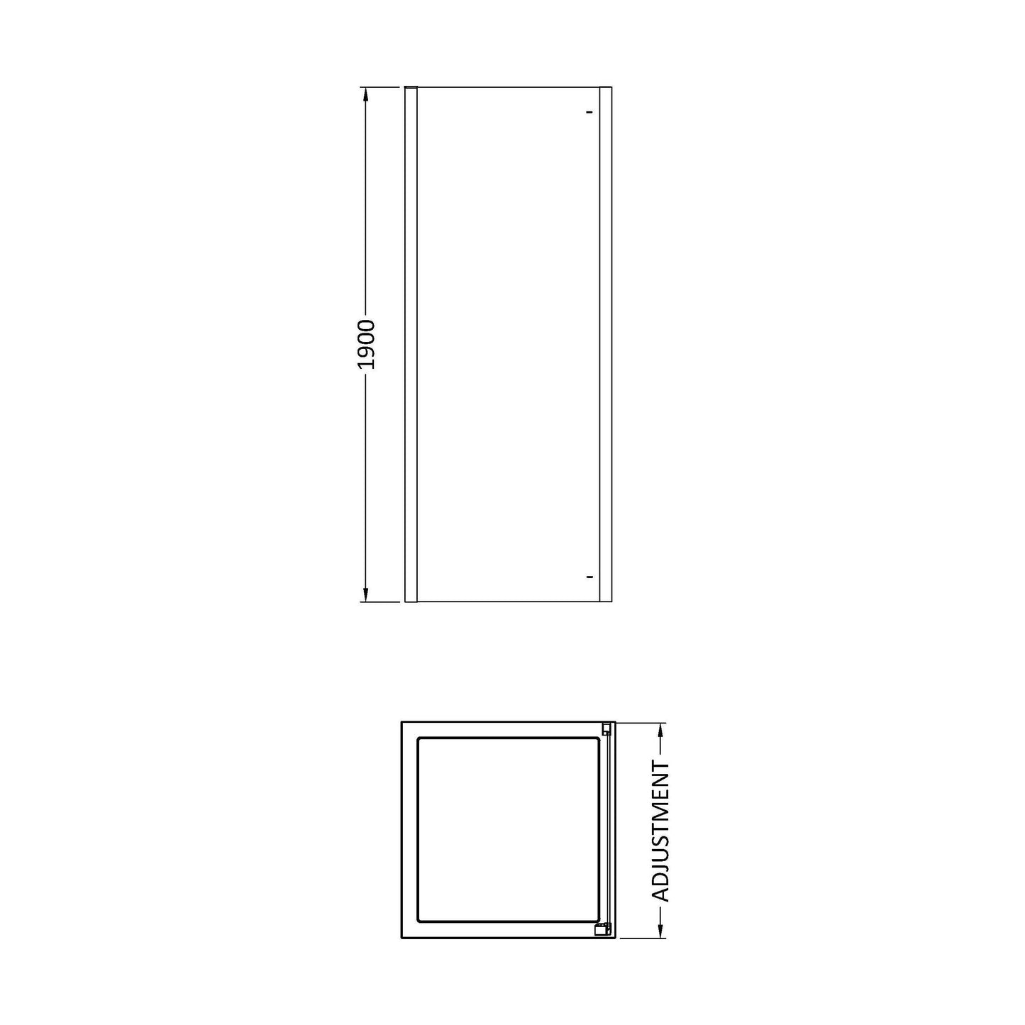 [BESOSP9] Sonic 8mm Toughened Safety Glass Shower Side Panel - Multiple Sizes Available - Technical Drawing