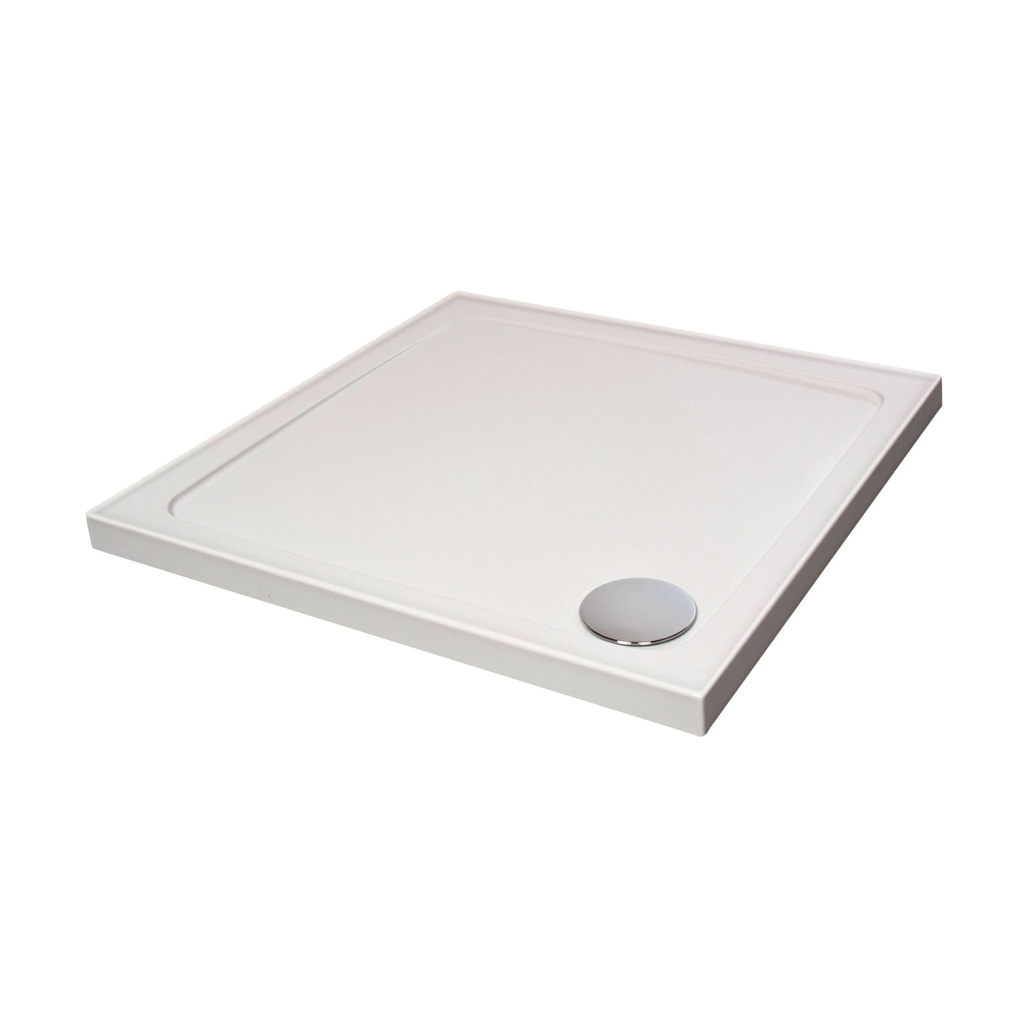 [BET2502U] White Square Stone Shower Tray with Corner Waste Position with Upstands - 800 x 800mm - Balterley - Cutout