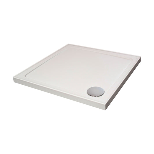 [BET2502U] White Square Stone Shower Tray with Corner Waste Position with Upstands - 800 x 800mm - Balterley - Cutout