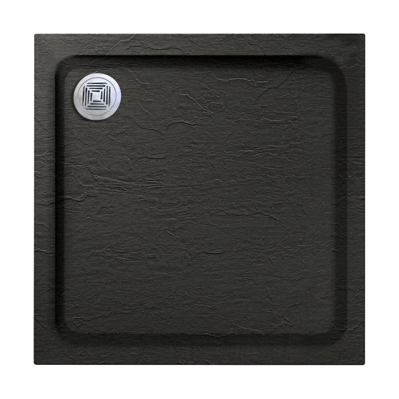 [BETAQS9090BLK] Black Square Slate Effect Shower Tray - Choice of Size - Cutout