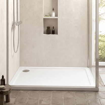 [BETASP1670] White Rectangular Stone Slip Resistant Shower Tray, Choice of Size - Silo