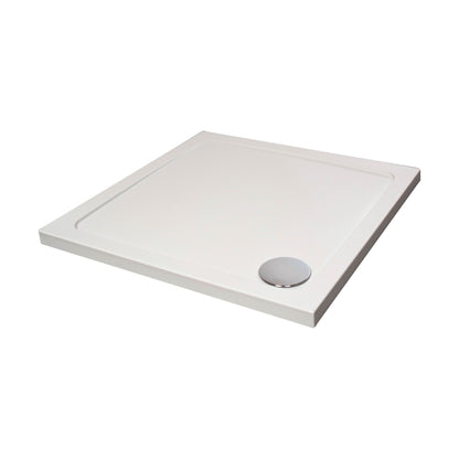 [BETASP7676] White Rectangular Stone Anti-Slip Shower Tray with Corner Waste Position - 760 x 760mm - Balterley - Cutout