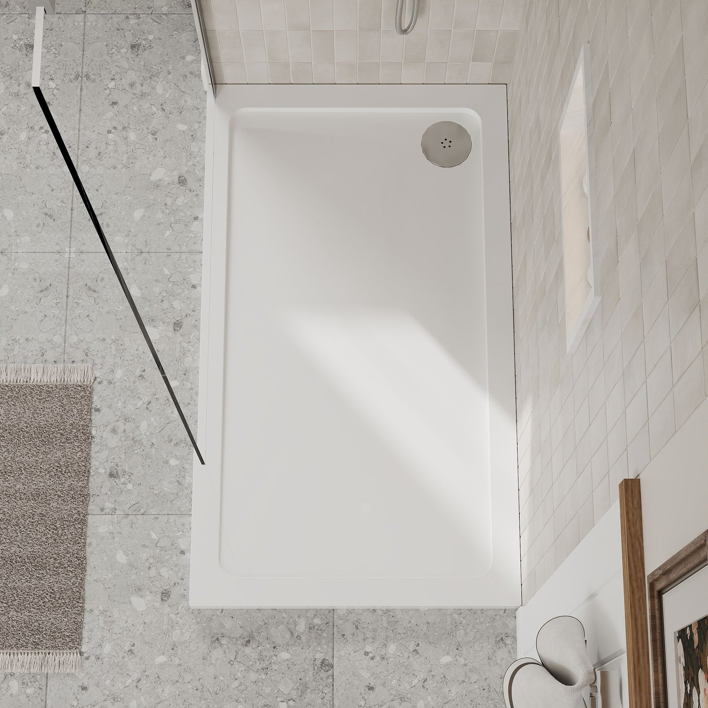 [BETR011] Balterley Shower Tray Modern Rectangular 40mm Profile Slimline, White or Grey - Multiple Sizes Available - Lifestyle 1