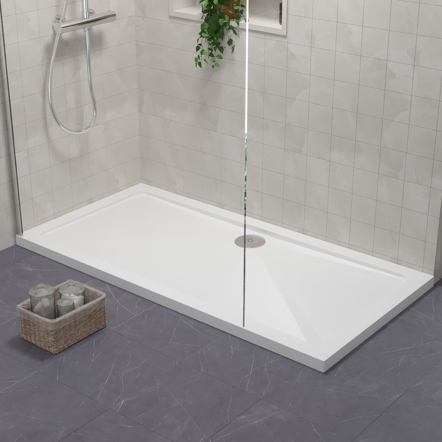 [BETR031] Balterley Shower Tray Modern Rectangular 40mm Profile Slimline, White or Grey - Multiple Sizes Available - Lifestyle 1