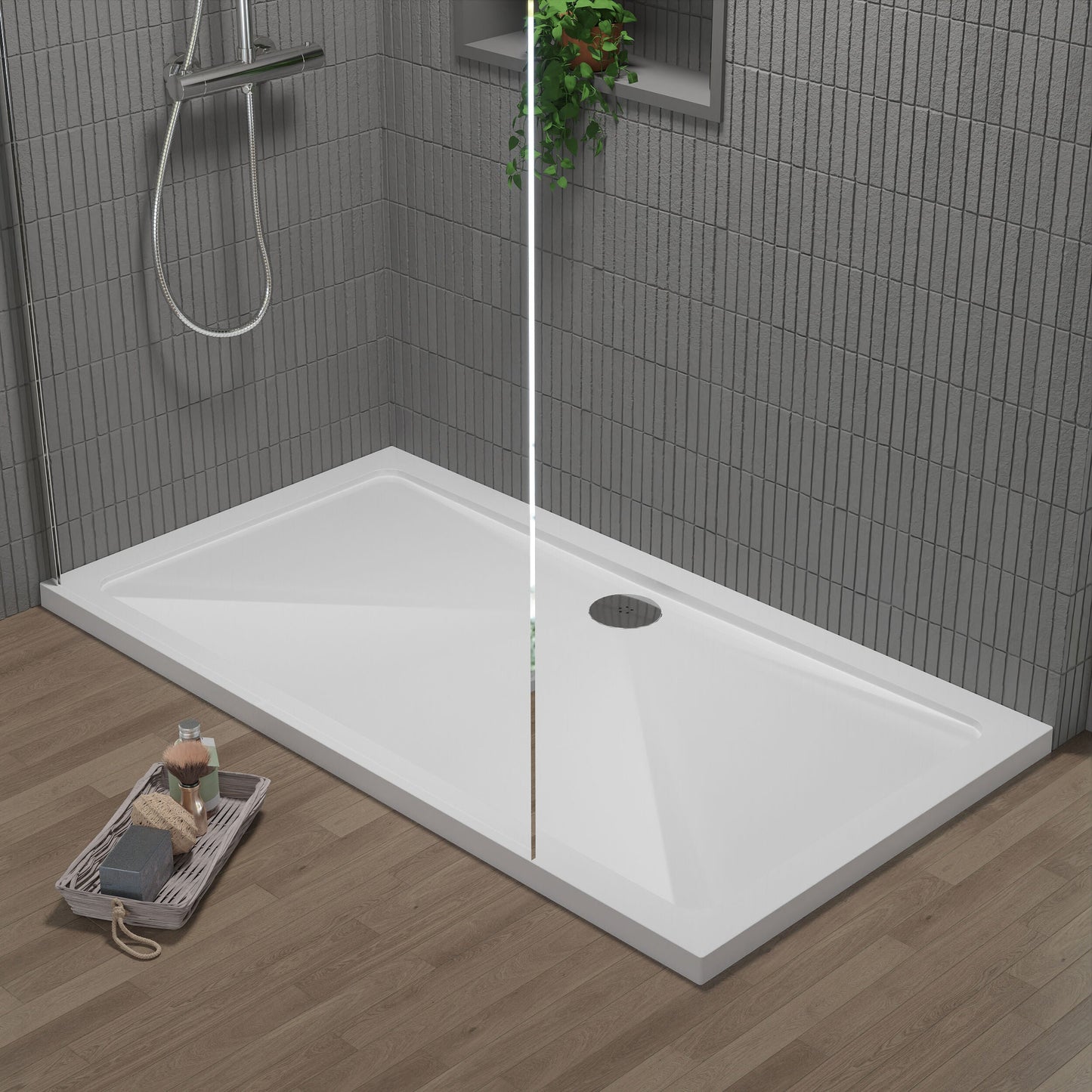 [BETR032] Balterley Shower Tray Modern Rectangular 40mm Profile Slimline, White or Grey - Multiple Sizes Available - Lifestyle 1