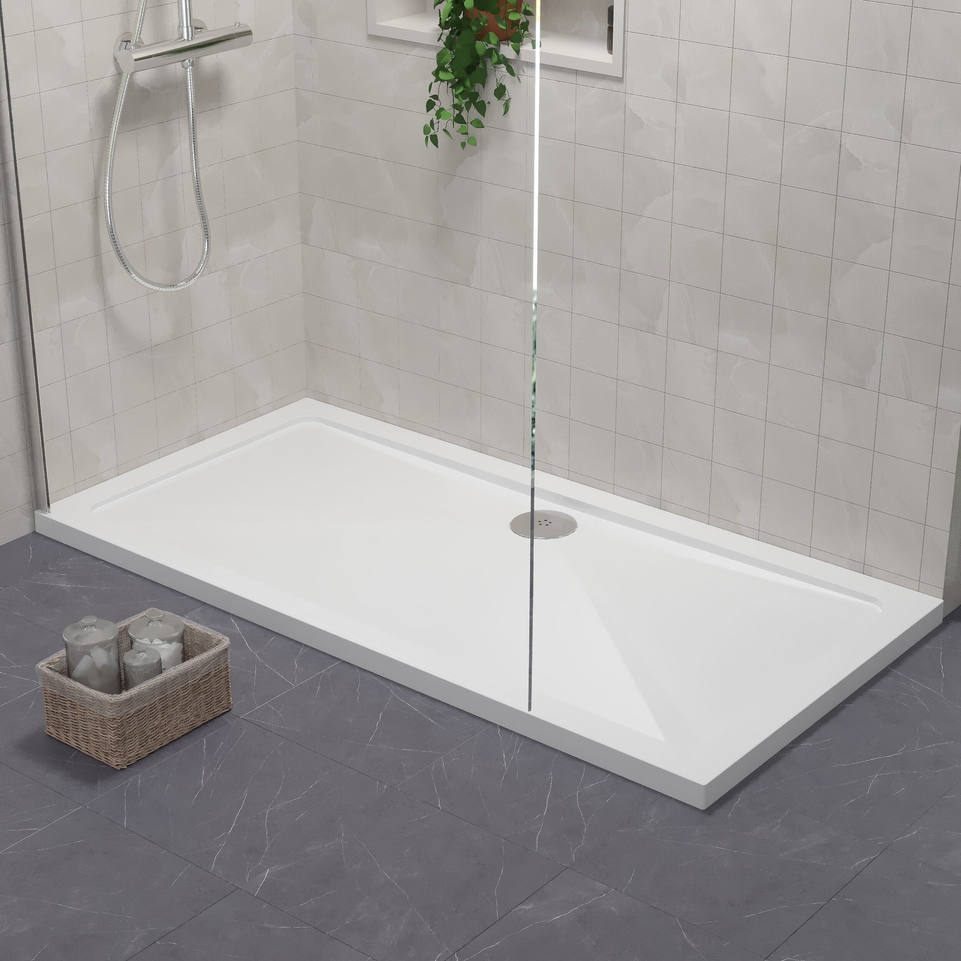 [BETR053] Balterley Shower Tray Modern Rectangular 40mm Profile Slimline, White or Grey - Multiple Sizes Available - Lifestyle 1