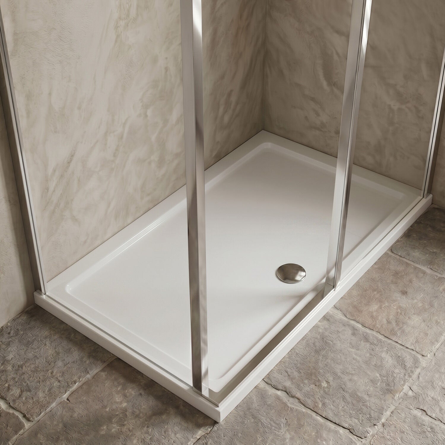 [BETR074] Premium Rectangular Shower Tray, 40mm Profile, White - Choice of Size - Silo