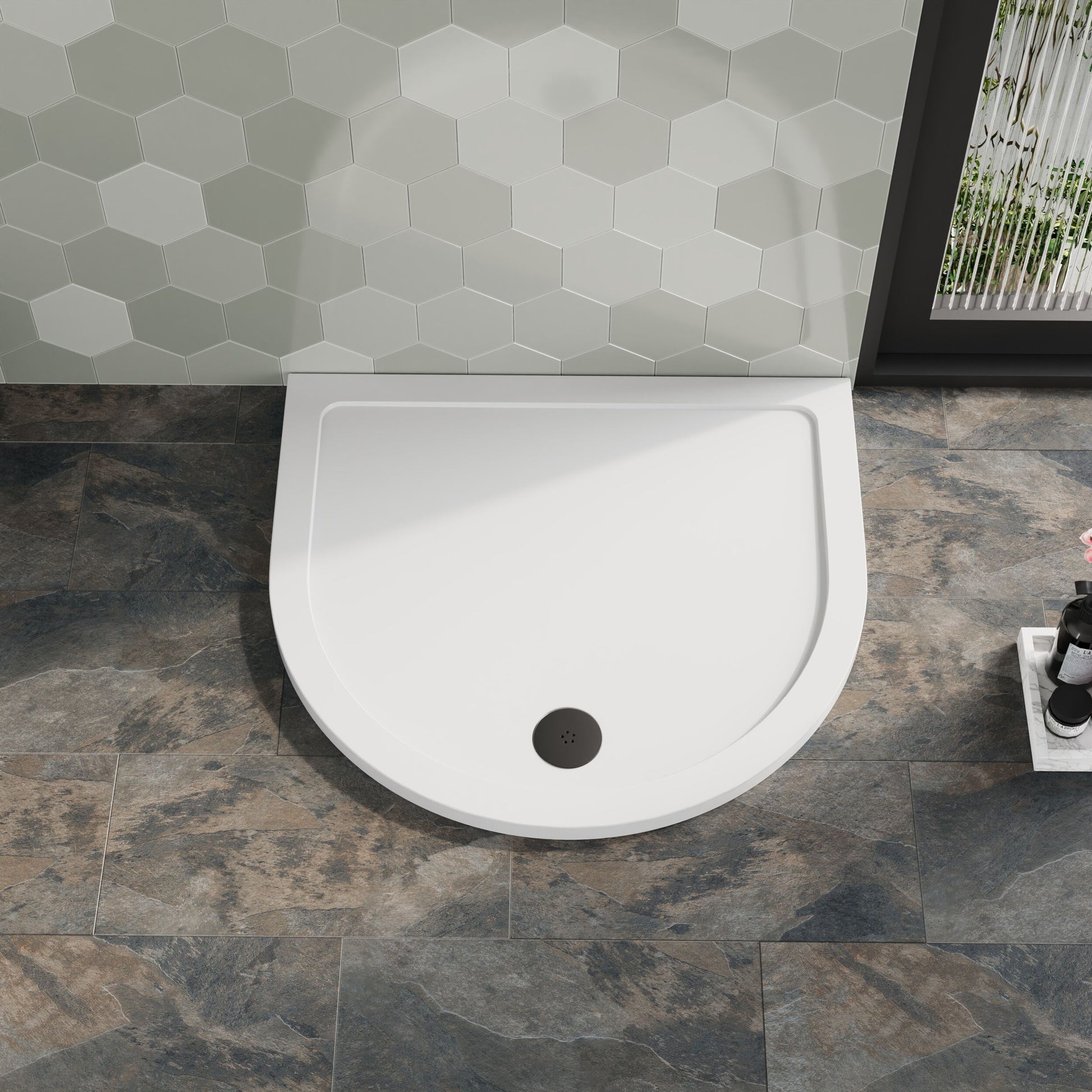 [BETR095] Balterley Shower Tray D Shape, 1050mm - Available in White and Slate Grey - Lifestyle 1