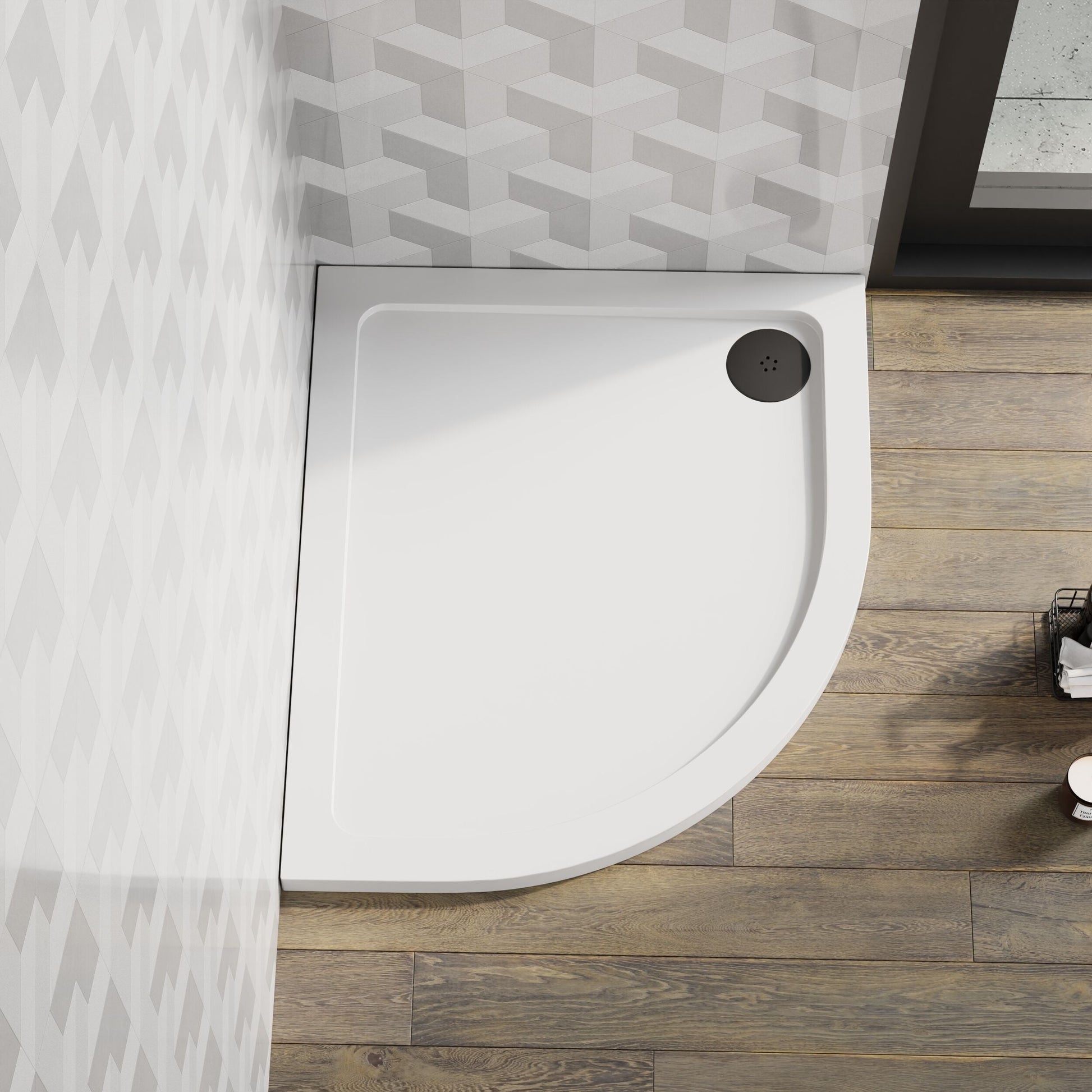 [BETR103] Balterley Shower Tray Modern Offset Quadrant Shower Tray, Left or Right Hand - Choice of Size and Finish - Lifestyle 1
