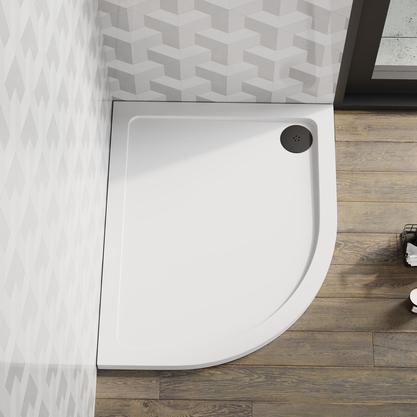 [BETR108] Balterley Shower Tray Modern Offset Quadrant Shower Tray, Left or Right Hand - Choice of Size and Finish - Lifestyle 1