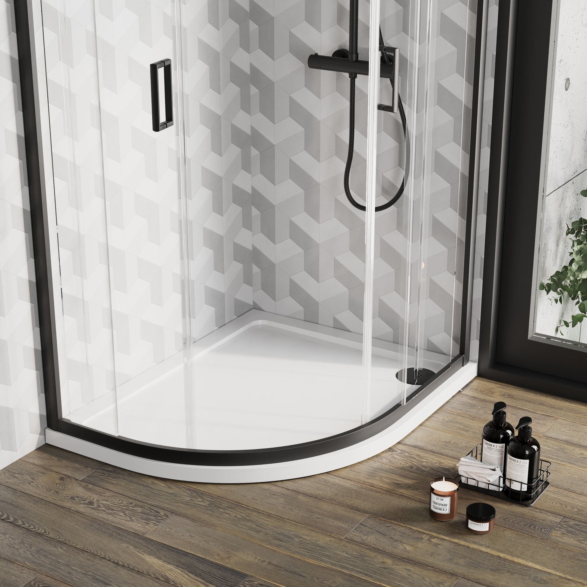 [BETR108] Balterley Shower Tray Modern Offset Quadrant Shower Tray, Left or Right Hand - Choice of Size and Finish - Lifestyle 2