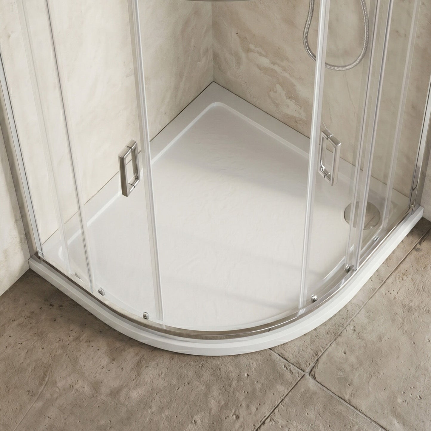 [BETR108] Balterley Shower Tray Modern Offset Quadrant Shower Tray, Left or Right Hand - Choice of Size and Finish - Silo