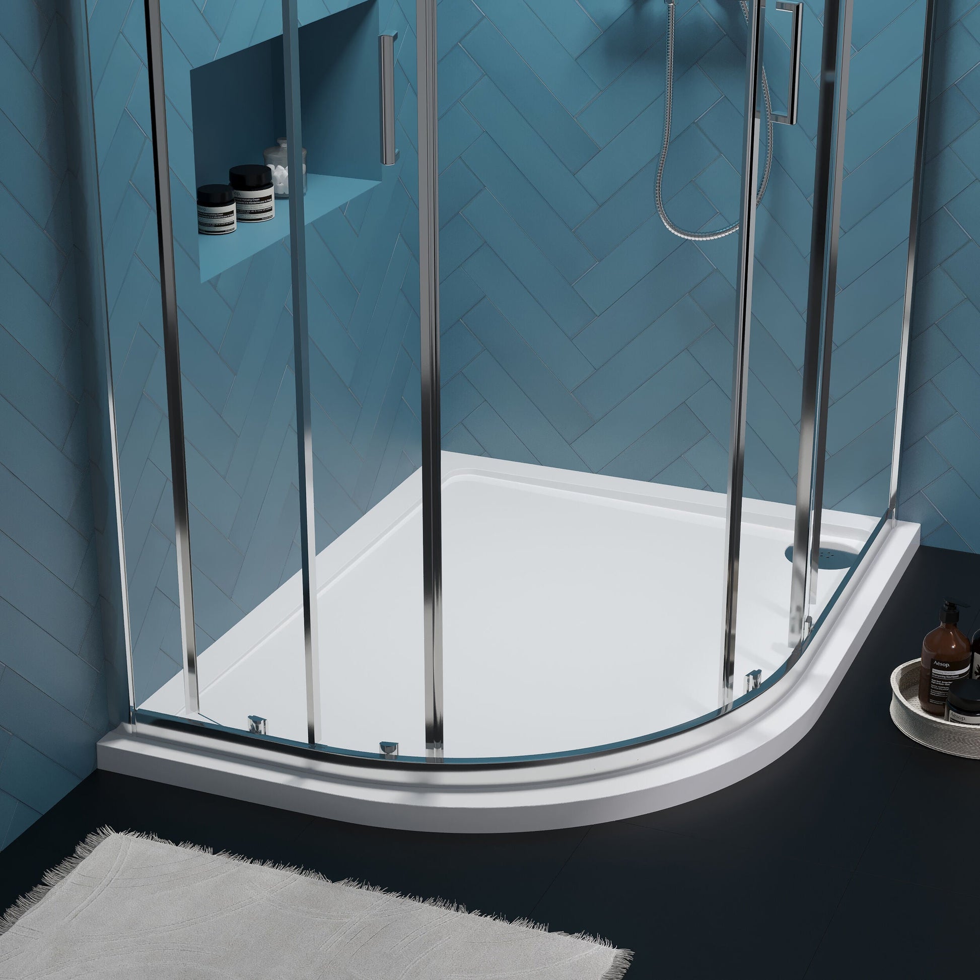 [BETR110] Balterley Shower Tray Modern Offset Quadrant Shower Tray, Left or Right Hand - Choice of Size and Finish - Lifestyle 1