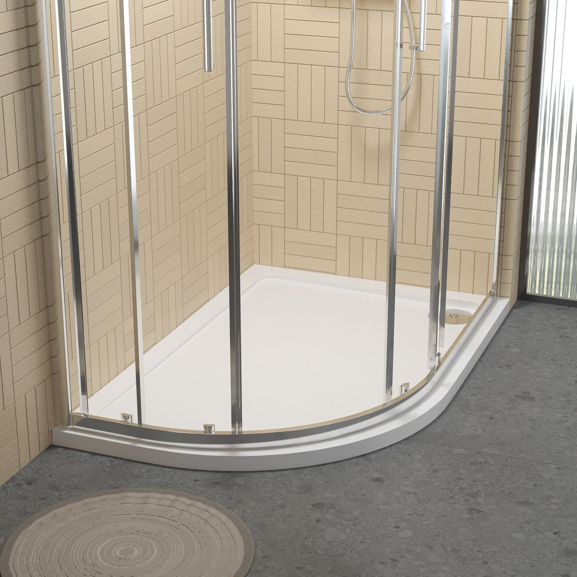 [BETR112] Balterley Shower Tray Modern Offset Quadrant Shower Tray, Left or Right Hand - Choice of Size and Finish - Lifestyle 1