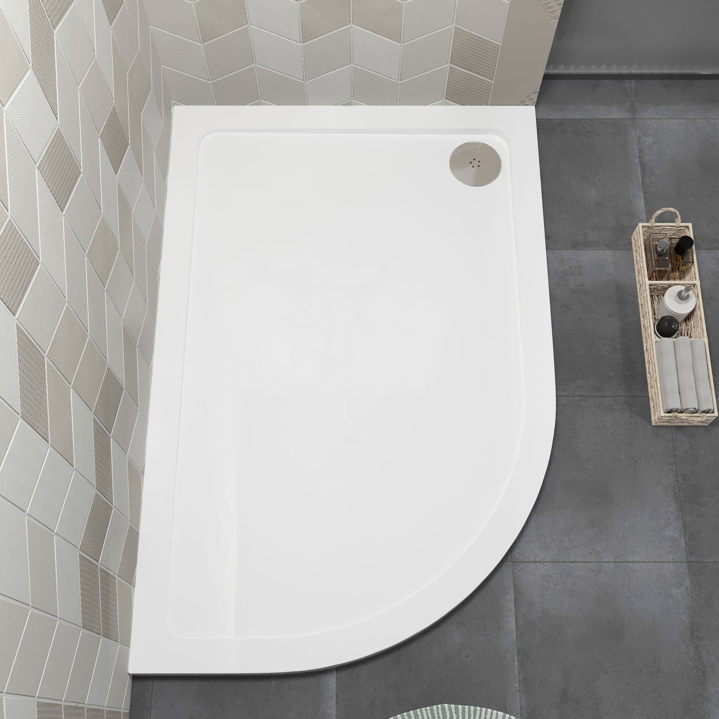 [BETR113] Balterley Shower Tray Modern Offset Quadrant Shower Tray, Left or Right Hand - Choice of Size and Finish - Lifestyle 2