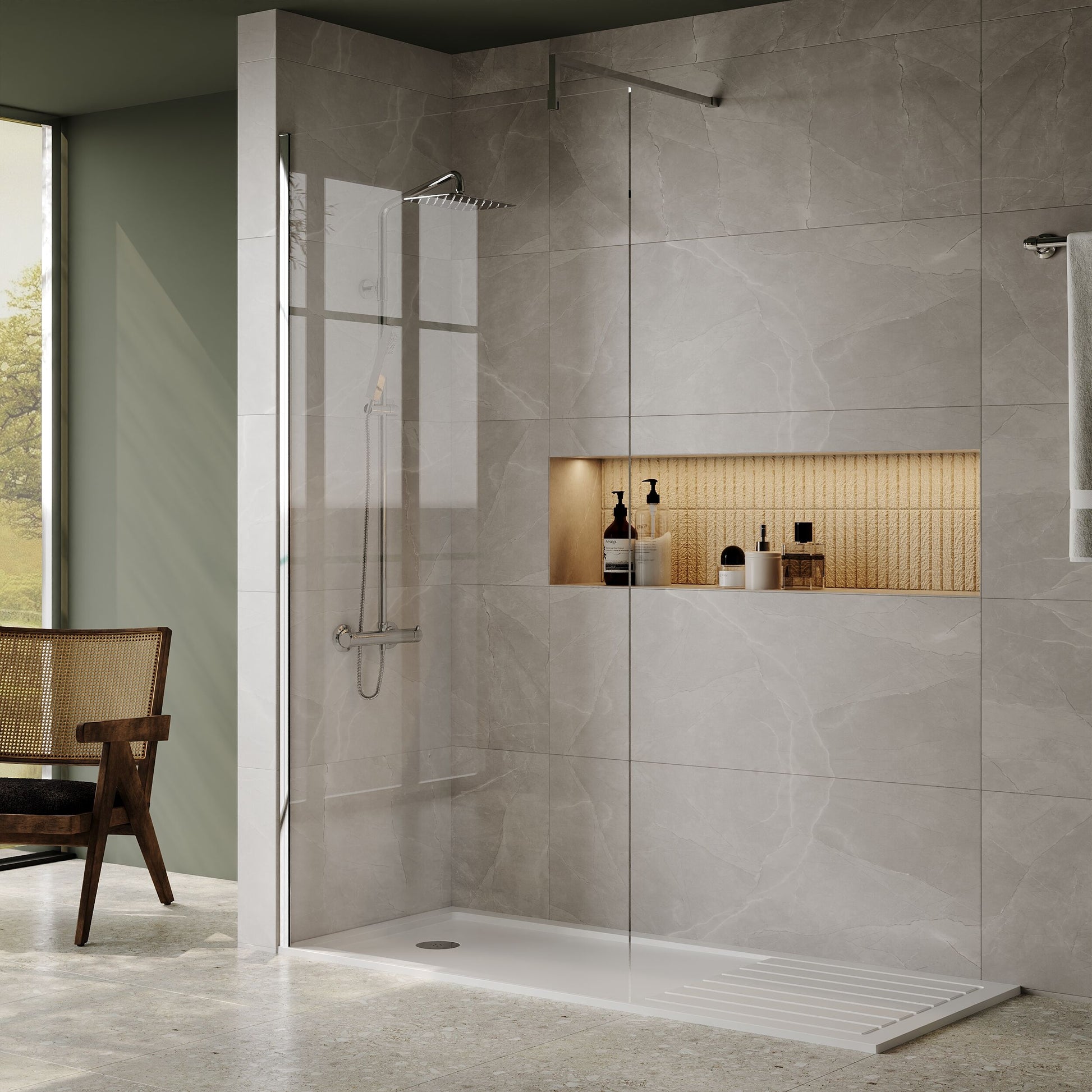 [BETR1770] Premium Walk-In Shower Tray - Choice of Size and Colour - Lifestyle 1