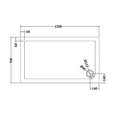 [BETR71011] Balterley Shower Tray Modern Rectangular 40mm Profile Slimline, White or Grey - Multiple Sizes Available - Technical Drawing