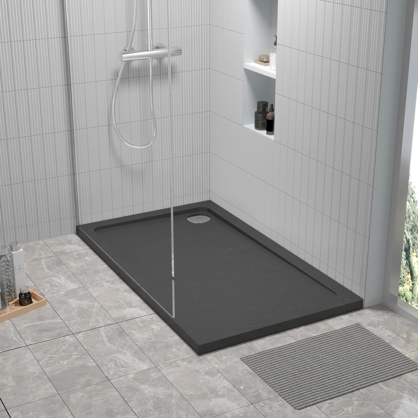 [BETR71011] Balterley Shower Tray Modern Rectangular 40mm Profile Slimline, White or Grey - Multiple Sizes Available - Lifestyle 1