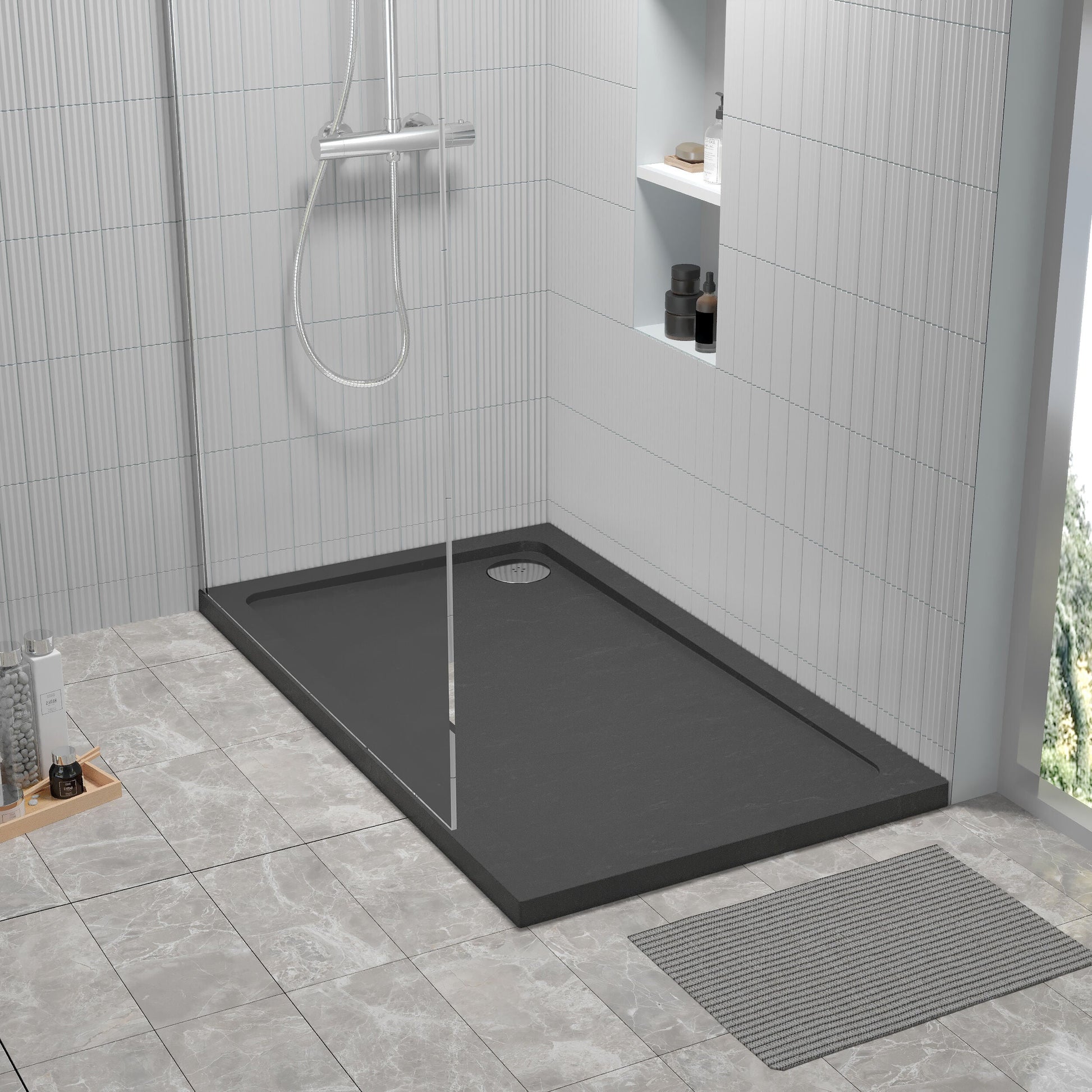 [BETR71011] Balterley Shower Tray Modern Rectangular 40mm Profile Slimline, White or Grey - Multiple Sizes Available - Lifestyle 1
