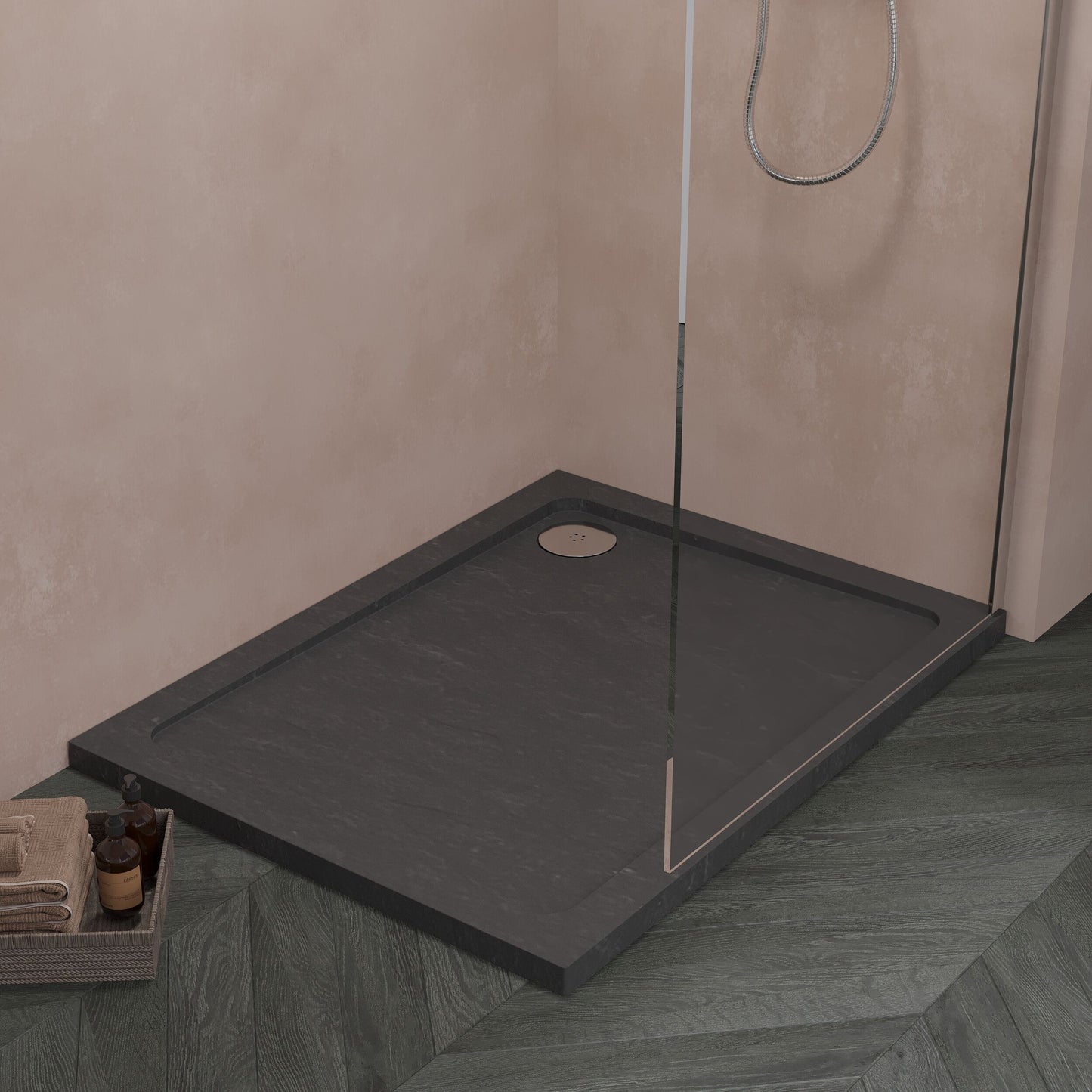 [BETR71012] Balterley Shower Tray Modern Rectangular 40mm Profile Slimline, White or Grey - Multiple Sizes Available - Lifestyle 1