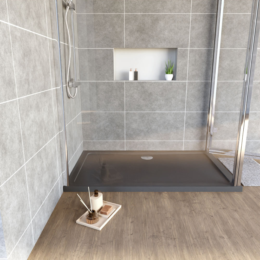[BETR71028] Balterley Shower Tray Modern Rectangular 40mm Profile Slimline, White or Grey - Multiple Sizes Available - Lifestyle 1