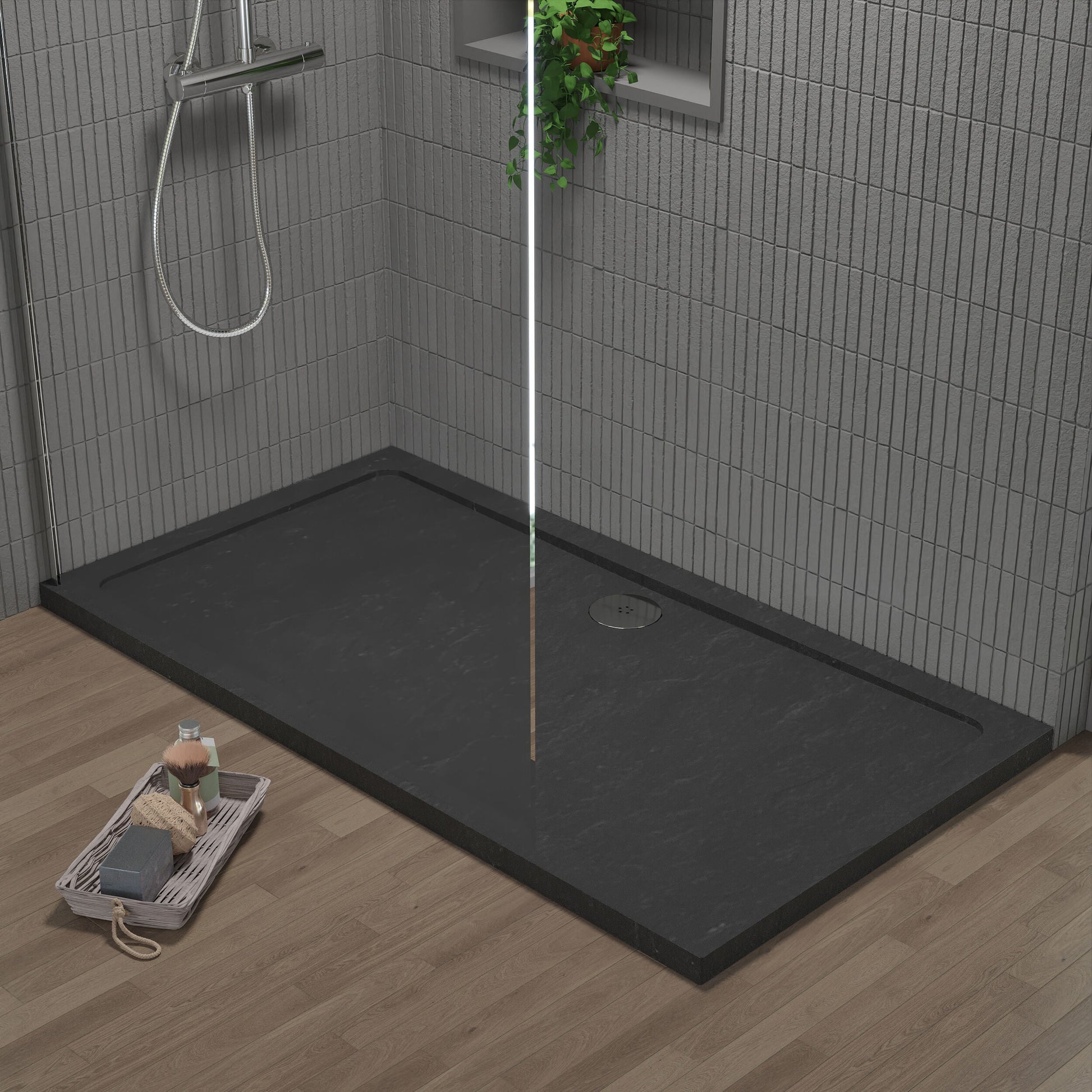 [BETR71032] Balterley Shower Tray Modern Rectangular 40mm Profile Slimline, White or Grey - Multiple Sizes Available - Lifestyle 1