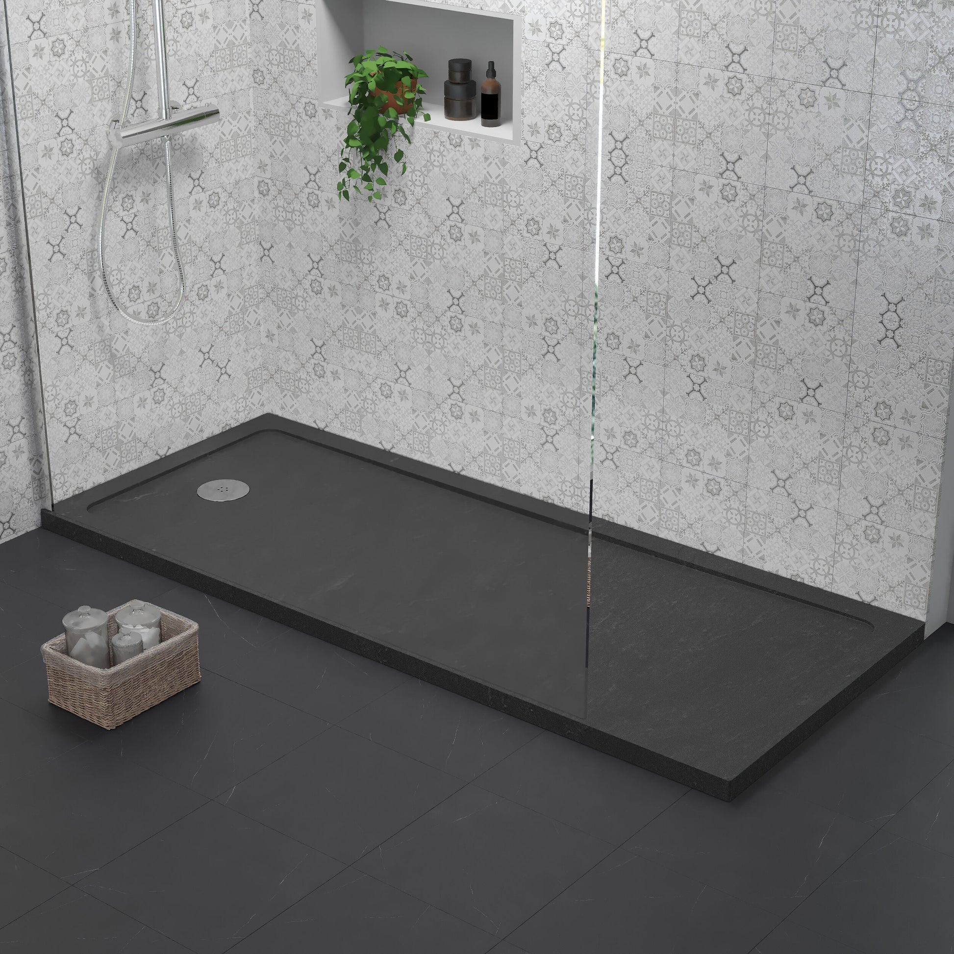 [BETR71060] Contemporary Bathroom 40mm Profile Bath Replacement Shower Tray - 1700 x 700mm - Lifestyle 1