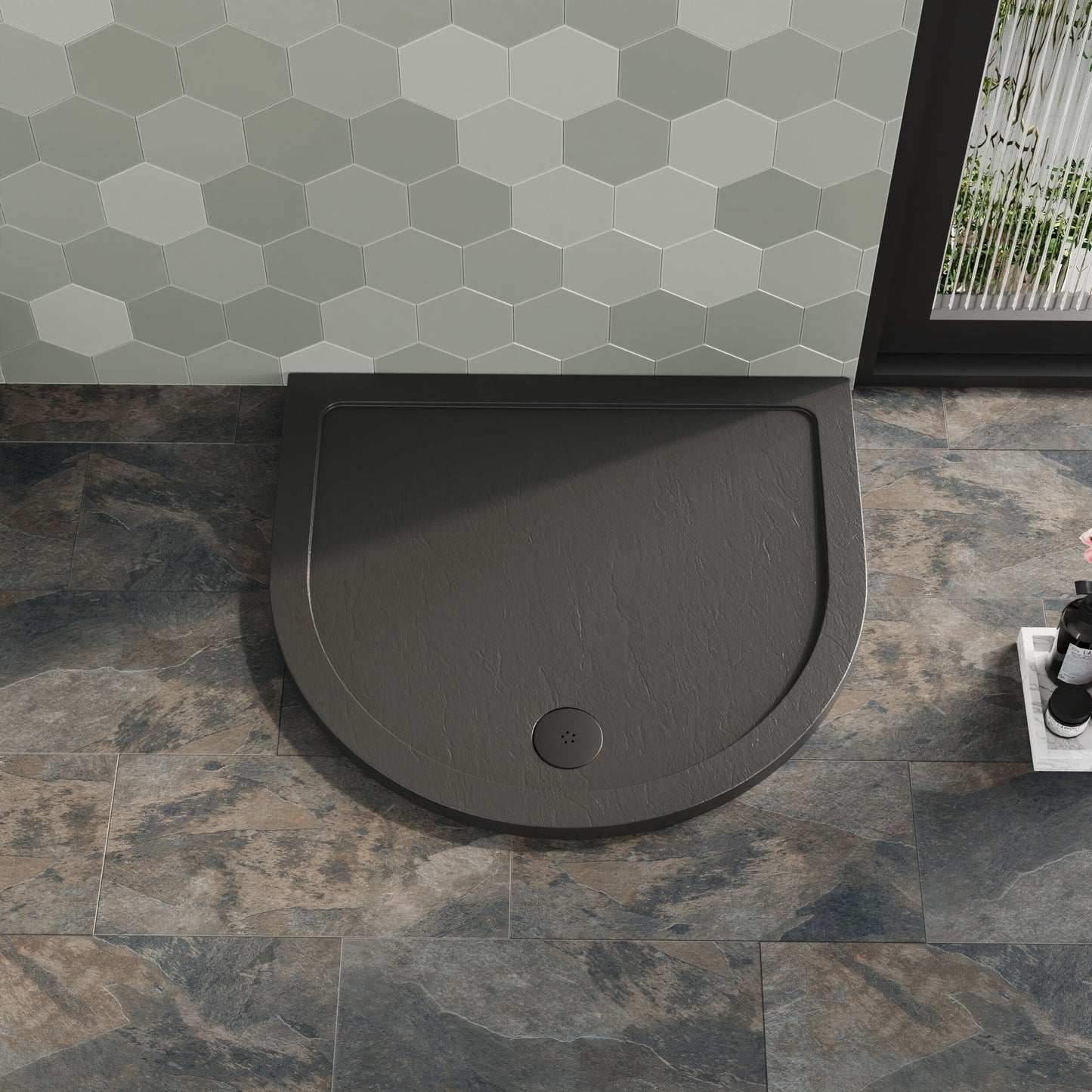 [BETR71095] Balterley Shower Tray D Shape, 1050mm - Available in White and Slate Grey - Lifestyle 1