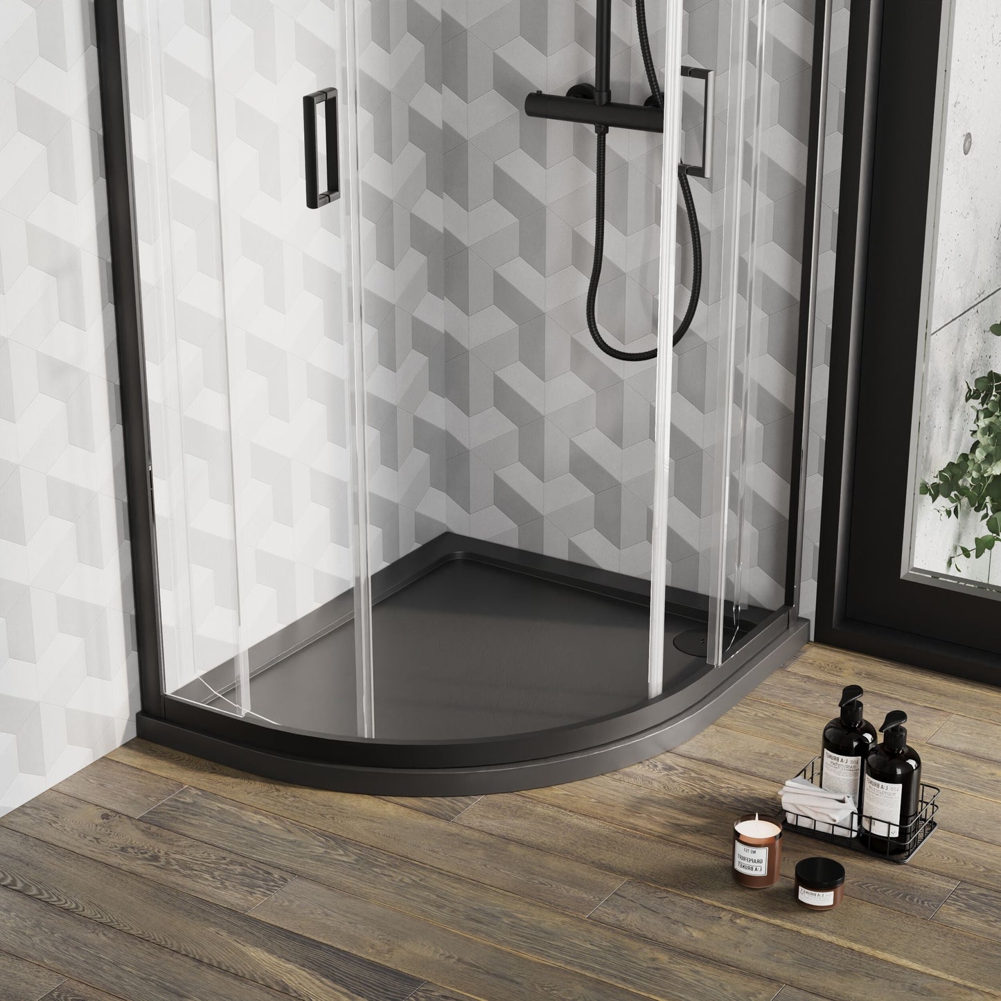 [BETR71101] Balterley Shower Tray Modern Offset Quadrant Shower Tray, Left or Right Hand - Choice of Size and Finish - Lifestyle 2