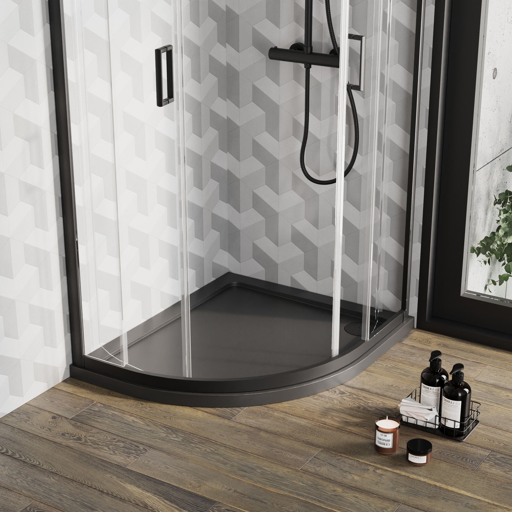 [BETR71101] Balterley Shower Tray Modern Offset Quadrant Shower Tray, Left or Right Hand - Choice of Size and Finish - Lifestyle 2