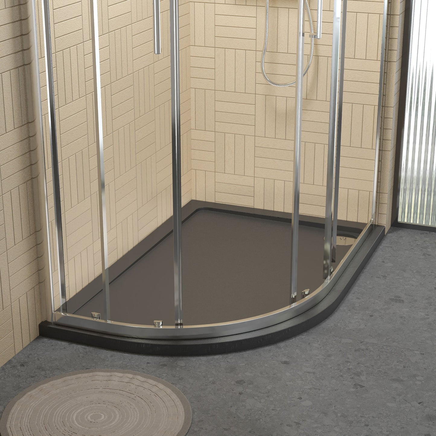 [BETR71112] Balterley Shower Tray Modern Offset Quadrant Shower Tray, Left or Right Hand - Choice of Size and Finish - Lifestyle 1
