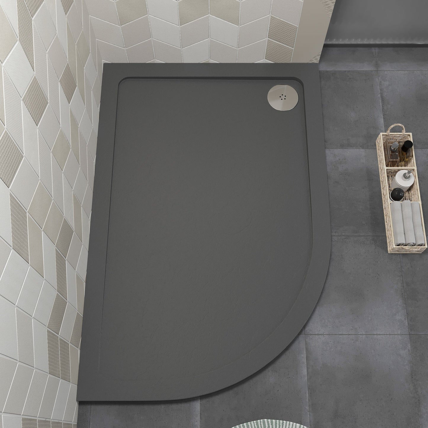 [BETR71113] Balterley Shower Tray Modern Offset Quadrant Shower Tray, Left or Right Hand - Choice of Size and Finish - Lifestyle 2
