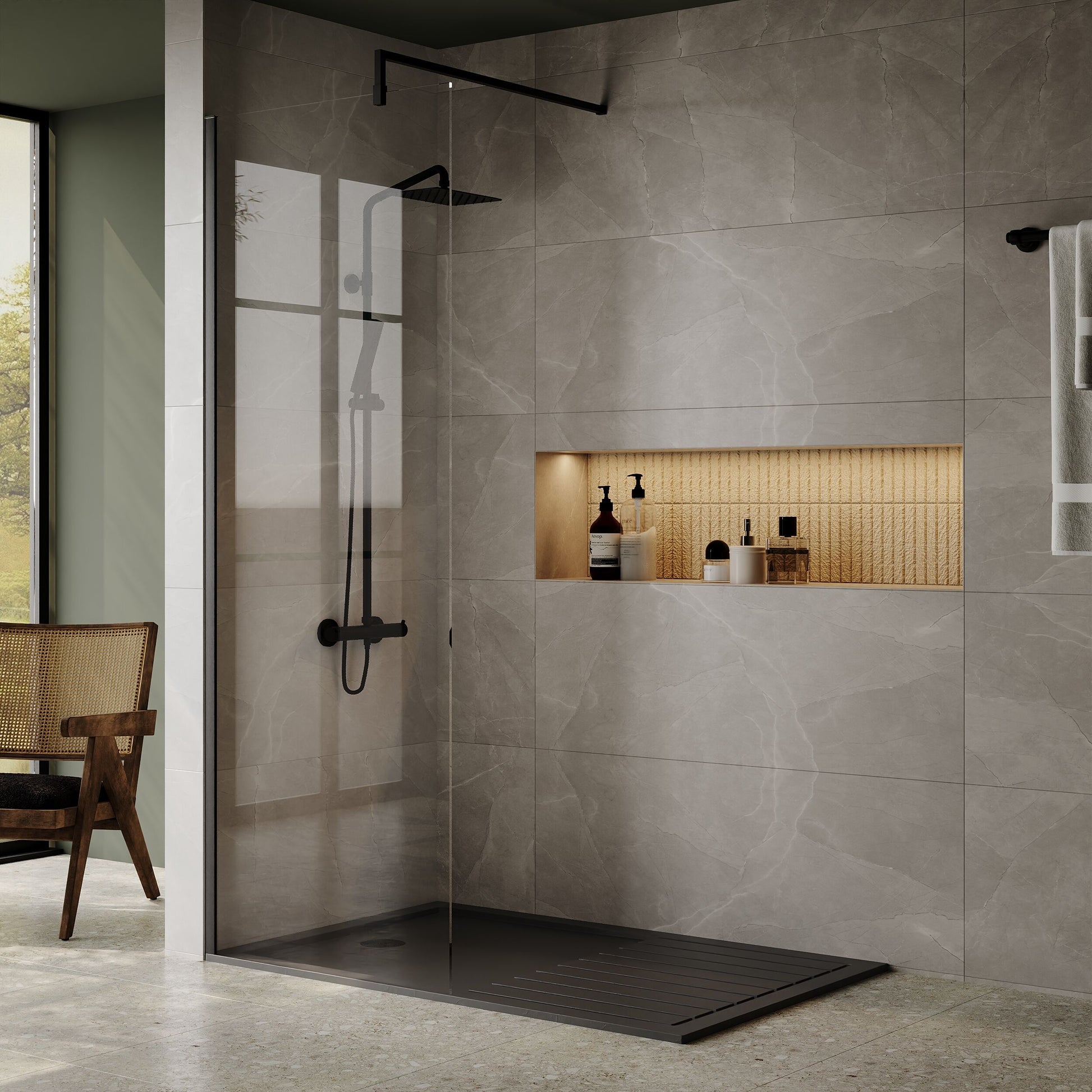 [BETR711490] Premium Walk-In Shower Tray - Choice of Size and Colour - Lifestyle 1