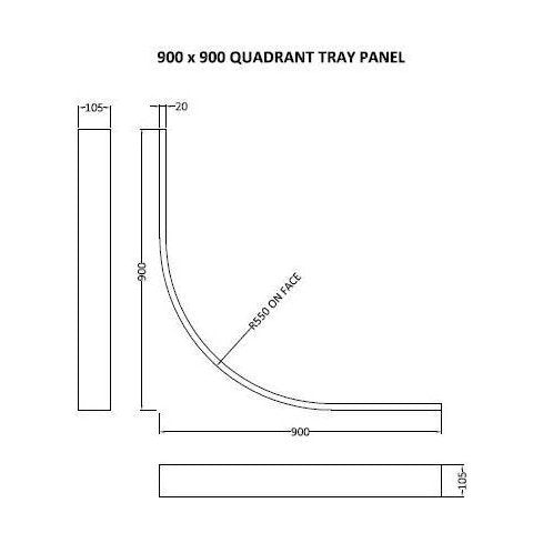 [BETR71B] Shower Tray Leg Set & Plinth Kit - Slate Grey - 900mm x 900mm Panel - Technical Drawing